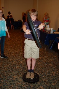 Submitted St. Mary School student Danny Duffy is part of a COSI science experiment. The Center of Science and Industry (COSI), which is located in Columbus, recently visited the school and encouraged students in grades K-8 to learn, explore and enjoy science.