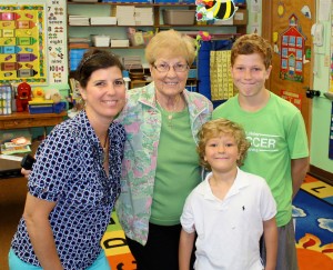 Submitted The Berschig family, including (l to r) mother Cynthia, grandmother Ethel Pikus, kindergartener Drake and seventh-grader Dane, is all set for the school year to start at St. Helen.