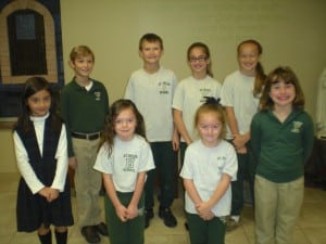 Submitted St. Helen School Students of the Month for October are (l to r) front row: third-grader Gabby Garcia, kindergartner Stella Morgan, first-grader Allie Wiseman, second-grader Seianna Coon; and back row: fourth-grader Liam Grzywinski, seventh-grader Kyle Borah, fifth-grader Mercedes Sustar and sixth-grader Audrey Joyce.