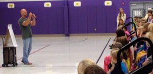 Submitted Author James Horvath, of the “Dig Dog Dig” books, visits a classroom at Burton Elementary School on Oct. 13. All students in grades K-3 received a paperback copy of his book and teachers received a hardback copy.