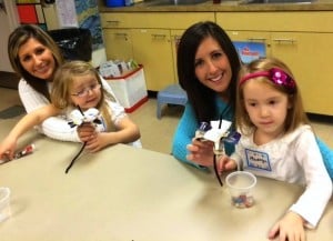 Submitted St. Helen School recently held a Taste of Kindergarten where the preschoolers got to be kindergartners for a day, including Mia Hart with her mom Meghan and Maddy Formanski with her mom Shannon.