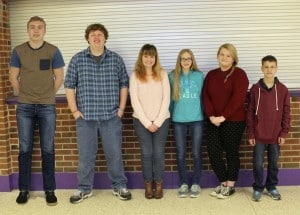 Submitted Berkshire Junior-Senior High School Students of the Month for February are (l to r) David Tucek, Zak Martinjako, Alex Sanda, Morgan Scott, Sadie Hopkins and Anthony Aldridge.