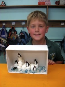 SUBMITTED St. Helen’s second-grader Jason Brent dis- plays his penguin diorama.
