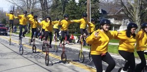 Submitted St. Helen unicyclists perform in the Geauga County Maple Festival Grand Parade. 