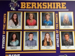 Submitted Berkshire Junior-Senior High School September Students of the Month for September are Rebecca Hauser, Jillian Kumher, Dan Fabian, Alli Dingman, Spencer Adams and Jessica Conklin. Athletes of the Month are Kylie Scott - cross country; and Sam Fisher - golf.