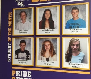SUBMITTED Berkshire Junior-Senior High School Students of the Month for December are seventh-grader Blake Jenkins, eighth-grader Grace Lillibridge, ninth-grader Melanie Rakoczy, tenth-grader Dylan Cozens, eleventh-grader Lexi McDermott and twelfth-grader Nathan Schultz.