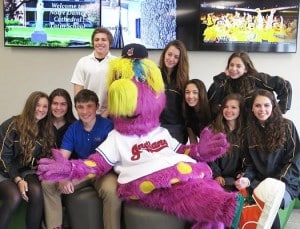 Submitted Slider, the mascot of the Cleveland Indians, was a big hit with students and staff when he recently made a surprise visit to Notre Dame-Cathedral Latin to promote Lions Day at Progressive Field on May 14.