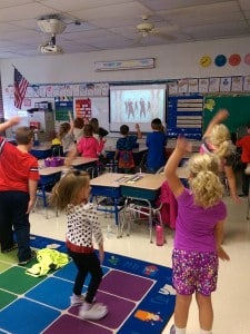 Submitted Indoor recess due to rain is no problem at Hambden School. Students get to play "Go Noodle" in their classrooms, which gets kids moving with short interactive video activities. The desk-side movements helps the kids achieve more by keeping them engaged and motivated throughout the day.