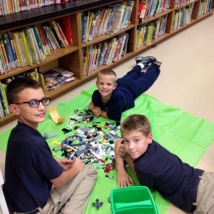 Submitted St. Mary students (l to r) Luke Hoge, Tommy Thur and Michael Lawrence participate in the new afterschool Lego Club.