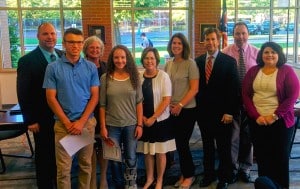 Submitted Daniel Berlin and Leah Gillespie are recognized at the September Board of Education meeting for achieving a perfect ACT score.