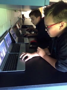 Submitted Sixth-graders use the Quizlet.live software application to practice vocabulary lessons in Mr. Sherman’s class.