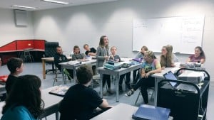 Submitted Eighth-grader Emily C. speaks at a mock town hall meeting in Mr. Kruse’s social studies class. The role-play exercise gave students an opportunity to study democracy in Colonial America.