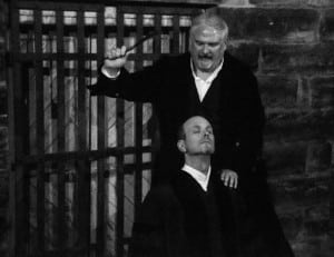 Sarah French Don Bernardo (Sweeney Todd) and Ryan Davis (Judge Turpin) share a close shave in Geauga Lyric Theater’s production of “Sweeney Todd,” opening Oct. 21 in Chardon.