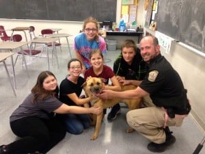 Submitted Matt Granito, from the Geauga County Dog Shelter & Warden’s Office, and Prairie visit students in the CMS Animal Club. Granito spoke to the club about his job and how to assist an animal that might be lost or injured.