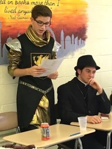 Submitted Chardon High School students in AP Language and Composition class host a banquet complete with costumes and props at the end of their “Canterbury Tales” unit.
