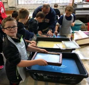 Submitted Third-grader Toran Savransky, of Russell Township, creates paper during a field trip to Morgan Conservatory.