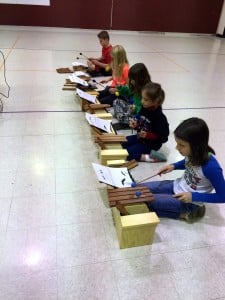 Submitted Chardon fourth-graders in Samantha Puterbaugh's music classes are busy learning to read and identify notes by sound using a modified xylophone.