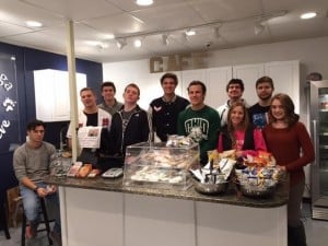 Submitted West Geauga High School students (l to r) Cody DiNardo, Nicholas Rossi, Albert Medancic, Kyle Gallagher, Cole Khas, Gabriel Molnar, Jack Rybak, Caroline Wolfhope, Richard Bohunicky and Camryn Heatwole are working in the school’s Café Achieve store as part of their entrepreneurship class.