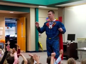 Submitted “Super Plaque Fighter” Dr. Mark Vogley, DDS visited Timmons Elementary School students after the fall parties. He quizzed students on the types of foods that are good for their teeth.