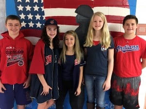 Submitted West Geauga Middle School students show their support for the Cleveland Indians in highly visible fashion as students and staff wear Indians garb.