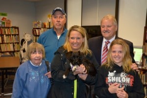 Submitted Kenston Intermediate School fifth-grader Gracelyn Skladany Skladany’s dog, ESPN, was selected as the Number 1 Dog in Geauga County. From left are Sandy Smith, Stephen Skladany, Jennifer Skladany, Geauga County Auditor Frank Gliha and Gracelyn Skladany.