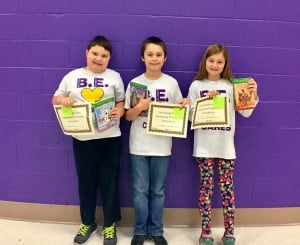 Submitted East Geauga Kiwanis Club Outstanding Third-Graders from Burton Elementary School are (l to r) Ben Myers, Caden McGranahan and Emma Rickelman. Each student received a certificate and four literature books.